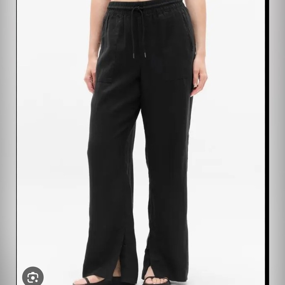 Athleta Pants - Athleta Black Retreat Linen High Rise Wide Leg Pants Small